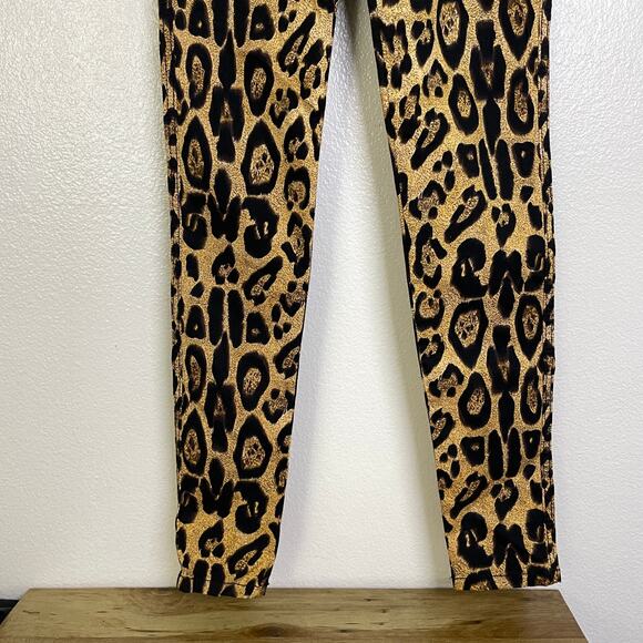 Tripp NYC Leopard Pants Womens Size 25 Black Tan Animal Print Stretch Slim NYC - Picture 5 of 9